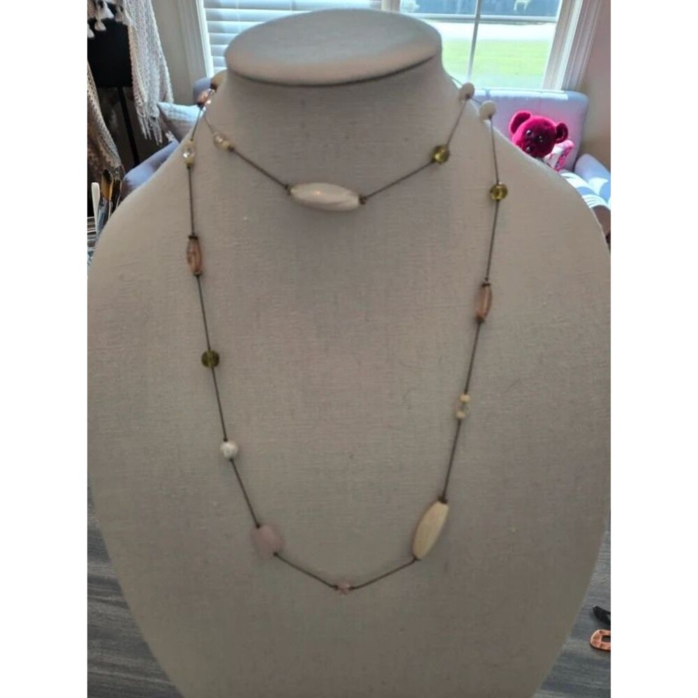 Vintage Long Beaded Station Necklace